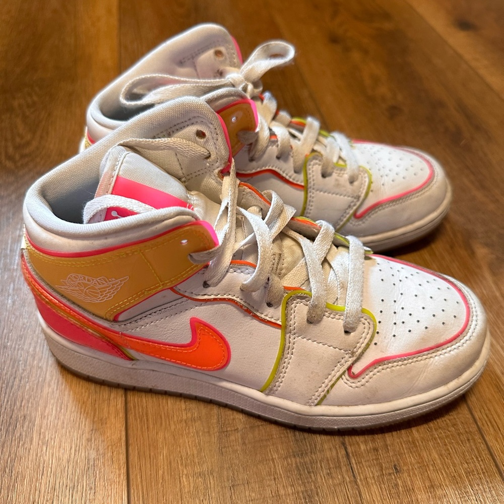 Jordan Kids Sneakers - White, Pink, Orange Big kid Youth size 4